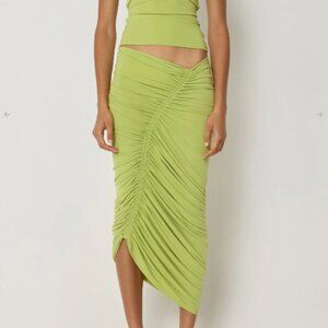 NWOT Khy Asymmetrical Ruched Skirt - Dark Citron